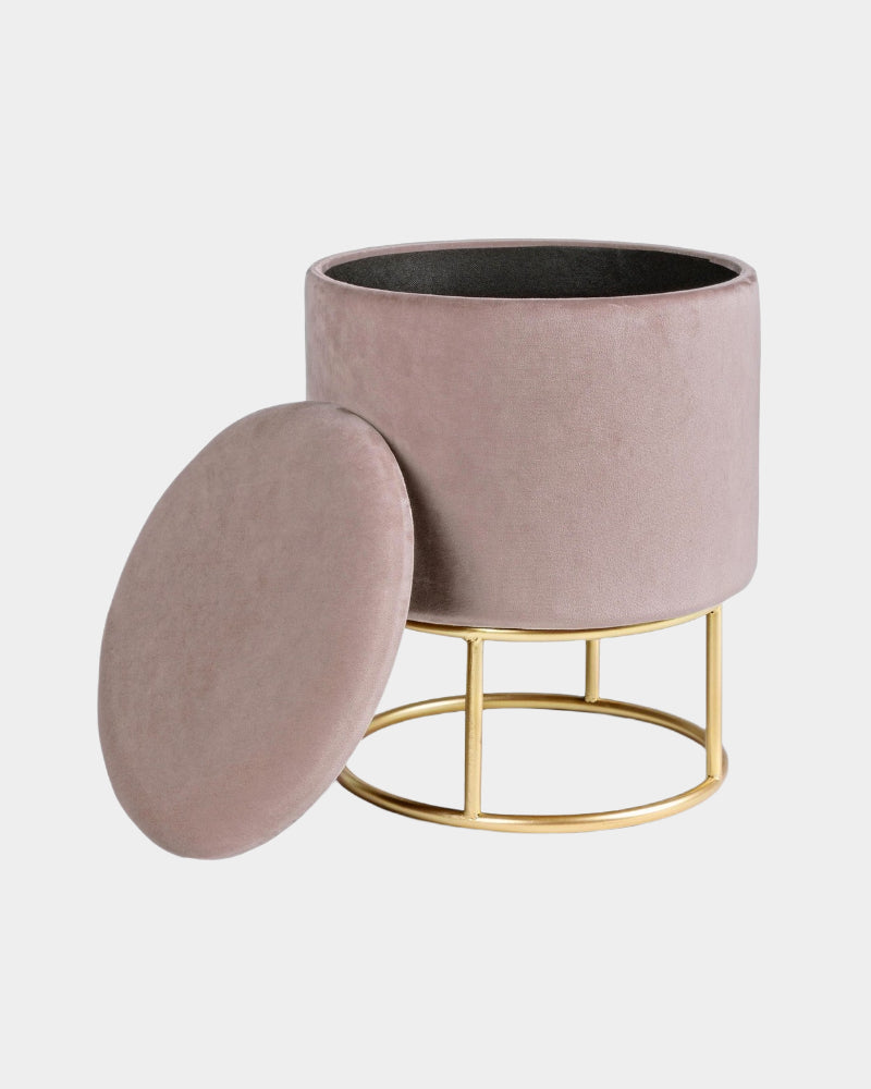 Panca Contenitore 78x38 Cm In Velluto A Coste Rosa Antico Con Seduta Imbottita French 1